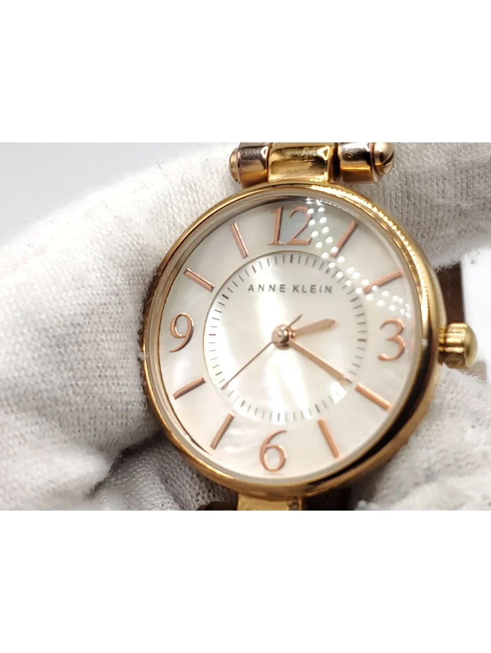 Anne Klein Women Watch New Battery Rose Gold Tone MOP Dial 26mm